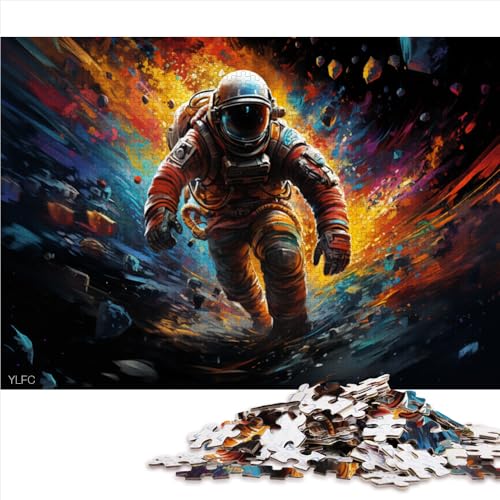 1000-teiliges Puzzle, Bunter Astronaut auf Skateboard, Papierpuzzle, für Erwachsene und Kinder ab 12 Jahren, zur Heimdekoration, Größe: 26 x 38 cm von LZYANG