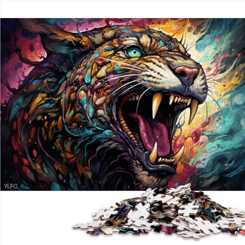 1000-teiliges Puzzle, Bunter Tiger, Papierpuzzle, für Erwachsene und Kinder ab 12 Jahren, Denkspiel, Spielzeug. Größe: 52 x 38 cm. von LZYANG