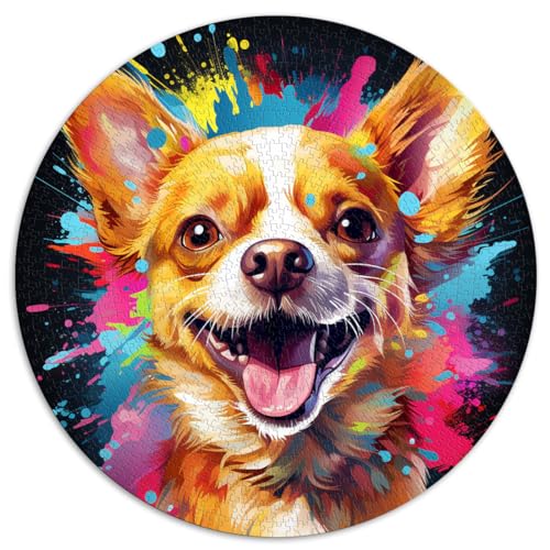 1000-teiliges Puzzle, Chihuahua-Hund, kreatives rundes Puzzle, für Erwachsene und Kinder ab 12 Jahren, Puzzle aus Pappe, auffälliges Design, Größe 67,5 x 67,5 von LZYANG