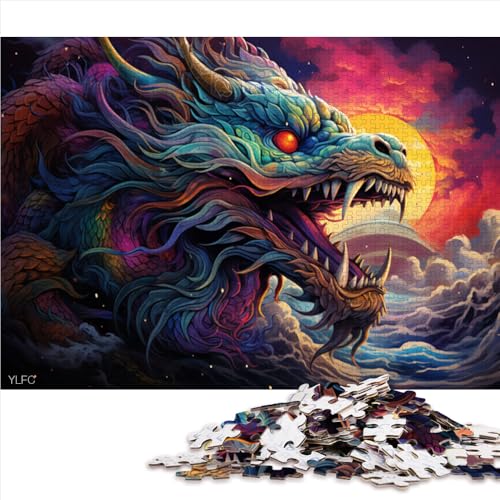 1000-teiliges Puzzle, Chinesischer Drache galoppiert im Meer, Papierpuzzle, Geeignet für Erwachsene und Jugendliche ab 12 Jahren, Puzzle-Wanddekoration, Größe: 26 x 38 cm von LZYANG