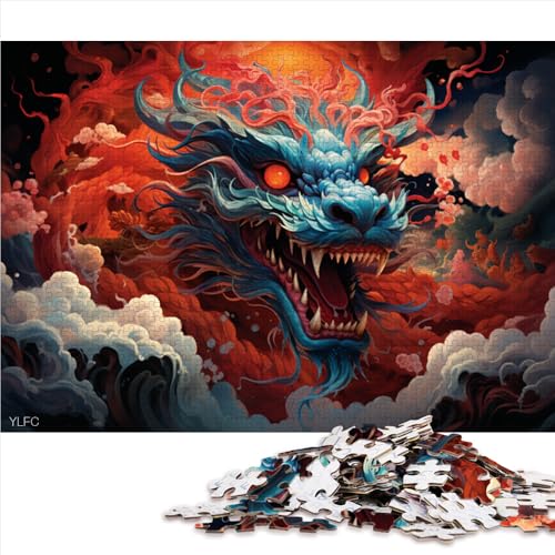 1000-teiliges Puzzle, Chinesischer Drache galoppiert im Meer, Papierpuzzle, Geeignet für Erwachsene und Kinder ab 12 Jahren, Denkspiel als Spielzeug. Größe: 50 x 75 cm. von LZYANG