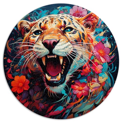 1000-teiliges Puzzle, Der geblümte Leopard, kreisförmiges Puzzle, für Kinder ab 12 Jahren, Puzzle aus Pappe, Puzzlespielzeug zur Heimdekoration, Größe 67,5 x 67,5 von LZYANG