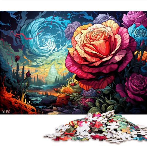 1000-teiliges Puzzle, Die volle Psychedelie der Alpenrosen, Papierpuzzle, Geeignet für Erwachsene und Kinder ab 12 Jahren, Lernspiel und herausforderndes Spielzeug. Größe: 26 x 38 cm. von LZYANG