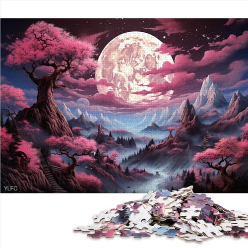 1000-teiliges Puzzle, EIN wunderschönes rosa Waldgemälde, Holzpuzzle für Erwachsene und Kinder ab 12 Jahren, herausfordernd, Aber unterhaltsam und humorvoll. Größe: 50 x 75 cm von LZYANG