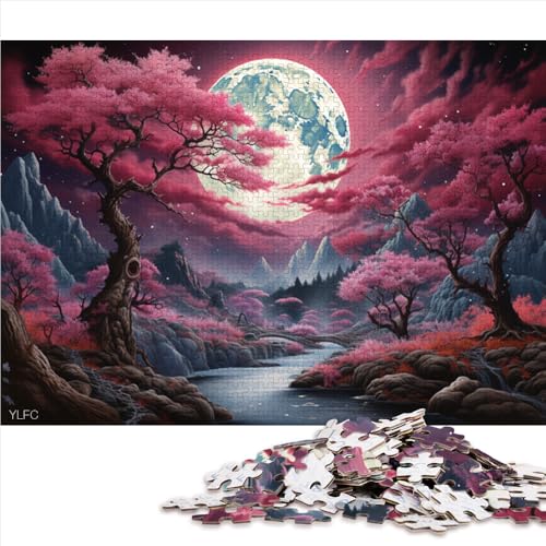 1000-teiliges Puzzle, EIN wunderschönes rosa Waldgemälde, Holzpuzzle für Erwachsene und Kinder ab 12 Jahren, schwieriges, anspruchsvolles Puzzle für Frauen und Männer. Größe: 50 x 75 cm von LZYANG