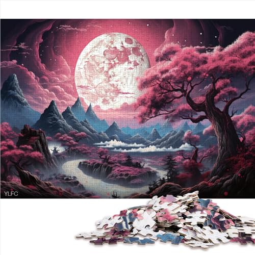 1000-teiliges Puzzle, EIN wunderschönes rosa Waldgemälde aus Holz, für Erwachsene und die Familie, interessante Puzzles zur Stressreduzierung. Größe: 50 x 75 cm. von LZYANG