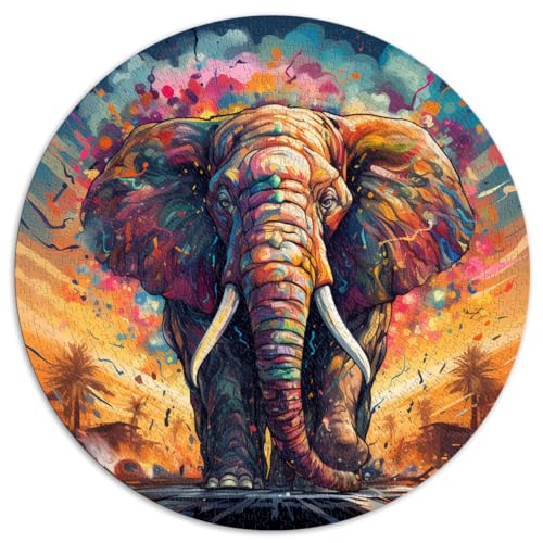 1000-teiliges Puzzle, Elefant, kreatives rundes Puzzle, für Erwachsene und Kinder ab 12 Jahren, Kartonpuzzle, schwieriges, schweres Puzzle für Frauen und Männer, Größe 67,5 x 67,5 von LZYANG