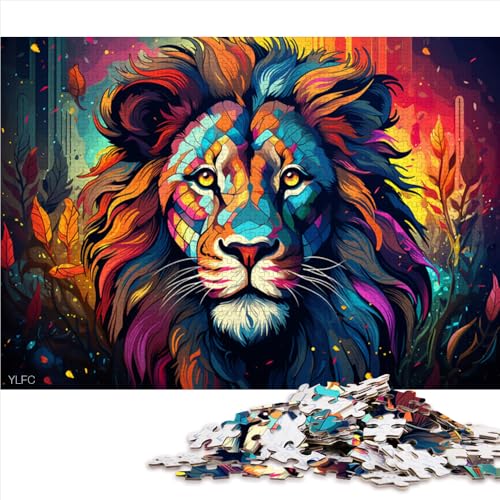 1000-teiliges Puzzle, Fantasie-Puzzle mit Buntem Löwen aus Holz, für Erwachsene und Kinder ab 12 Jahren, Denksport-Puzzle, Größe: 52 x 38 cm von LZYANG