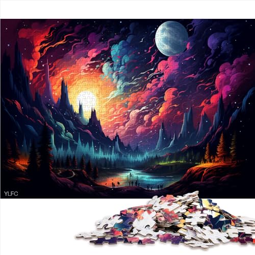 1000-teiliges Puzzle, Fantasielandschaft, Holzpuzzle, geeignet für Kinder ab 12 Jahren, Lernspiele für zu Hause, DIY-Spielzeug, Größe: 52 x 38 cm von LZYANG