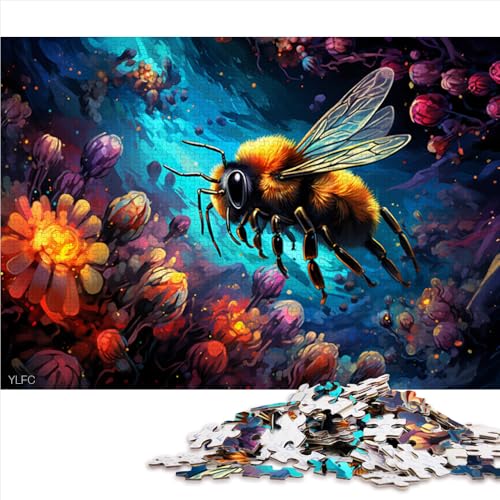 1000-teiliges Puzzle, Fantasievolles, farbenfrohes Holzpuzzle mit Bienen am Sternenhimmel, geeignet für Erwachsene und Jugendliche ab 12 Jahren, luxuriöses, farbenfrohes Puzzle-Geschenk von LZYANG