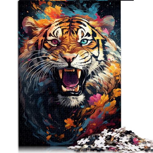 1000-teiliges Puzzle, Fantasievolles, farbenfrohes Tiger-Papierpuzzle, für Teenager und Kinder, Lernspiele für Erwachsene und Kinder, Größe: 52 x 38 cm von LZYANG