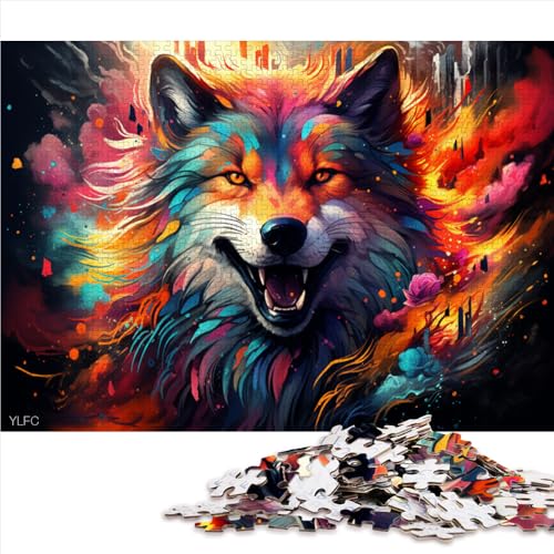 1000-teiliges Puzzle, Fantasievolles, farbenfrohes Wolf-Papierpuzzle, Geeignet für Erwachsene und Kinder ab 12 Jahren, Lernspiele für Erwachsene und Kinder, Größe: 26 x 38 cm von LZYANG