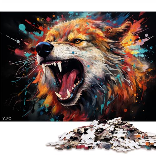 1000-teiliges Puzzle, Fantasy-Farbmalerei-Wolf-Papierpuzzle, für Erwachsene und Kinder ab 12 Jahren, Geschenkspielzeug. Größe: 26 x 38 cm von LZYANG