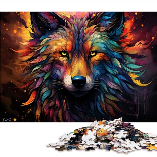 1000-teiliges Puzzle, Fantasy-Farbmalerei-Wolf-Papierpuzzle, für Erwachsene und Kinder ab 12 Jahren, Spielspielzeug, Größe: 26 x 38 cm von LZYANG