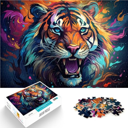 1000-teiliges Puzzle, Fantasy-Puzzle mit wildem Tiger aus Holz, für Erwachsene und Kinder, lustige Puzzlespiele. Größe: 52 x 38 cm. von LZYANG