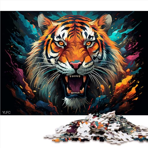 1000-teiliges Puzzle, Fantasy-Puzzle mit wildem Tiger aus Holz, für Kinder ab 12 Jahren, lustige Puzzlespiele, Größe: 52 x 38 cm von LZYANG