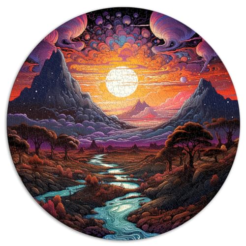 1000-teiliges Puzzle, Fantasy-Sonnenuntergangslandschaft, kreatives rundes Puzzle, für Erwachsene und Kinder ab 12 Jahren, Puzzle aus Pappe, Lernspielzeug, Familienspiele, Größe ， 67,5 x 67,5 von LZYANG