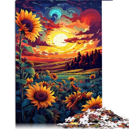 1000-teiliges Puzzle, Farbgemälde von Sonnenblumen, Papierpuzzle, für Erwachsene und Jugendliche ab 12 Jahren, Heimkunstdekor, Größe: 52 x 38 cm von LZYANG