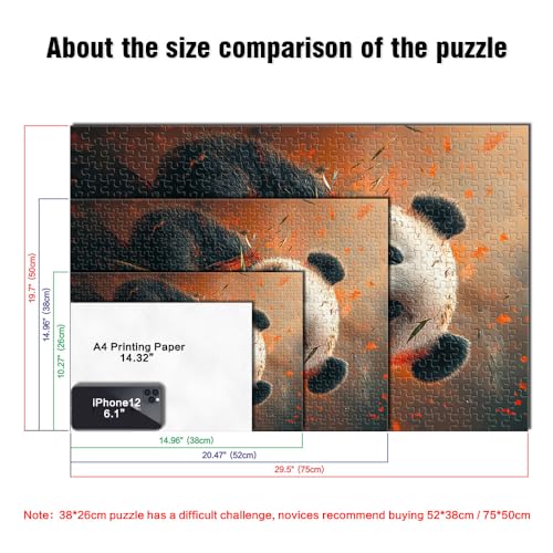 1000-teiliges Puzzle, Farbiges Panda-Papierpuzzle, für Erwachsene und Kinder, Lernspiel. Größe: 50 x 75 cm. von LZYANG