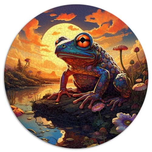 1000-teiliges Puzzle, Frösche bei Sonnenuntergang, kreisförmiges Puzzle, für Erwachsene und Kinder ab 12 Jahren, Puzzle aus Pappe, pädagogische Herausforderung, Größe 67,5 x 67,5 von LZYANG