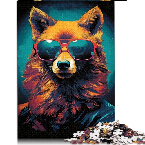 1000-teiliges Puzzle, Fuchsboss mit Sonnenbrille, Papierpuzzle, für Erwachsene und Familien, Lernspiele für zu Hause, DIY-Spielzeug, Größe: 26 x 38 cm von LZYANG