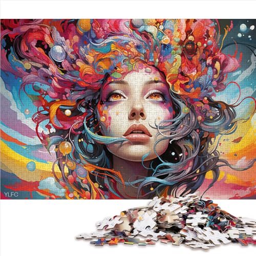 1000-teiliges Puzzle, Holzpuzzle „Fantasy Color Girl“, für Erwachsene und Familien, Puzzle-Praxisspiel. Größe: 52 x 38 cm. von LZYANG