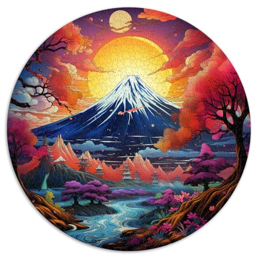 1000-teiliges Puzzle, Japan-Reise zum Fuji, kreisförmige Puzzles, für Erwachsene und Kinder, Kartonpuzzles, luxuriöse Bunte Puzzles, Geschenkgröße 67,5 x 67,5 von LZYANG