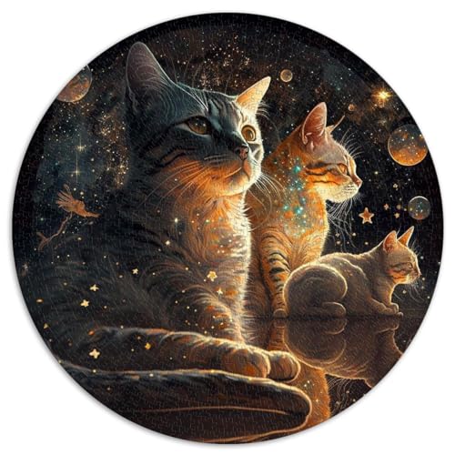 1000-teiliges Puzzle, Katze, rundes Puzzle, für Erwachsene und Kinder, Kartonpuzzle, Spielzeug-Wanddekoration, Größe 67,5 x 67,5 von LZYANG