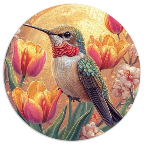 1000-teiliges Puzzle, Kolibri, runde Puzzles, für Erwachsene und Kinder ab 12 Jahren, Puzzle aus Pappe, für Familienspaß, Größe 67,5 x 67,5 von LZYANG