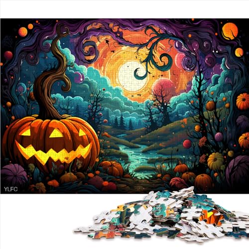 1000-teiliges Puzzle, Kürbis in der Halloween-Nacht, Papierpuzzle, für Erwachsene und Kinder, Stressabbau-Spielzeug, Größe: 26 x 38 cm von LZYANG