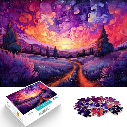 1000-teiliges Puzzle, Lavendelfelder in der Provence, Holzpuzzle, für Kinder ab 12 Jahren, Lernspielzeug, Größe: 52 x 38 cm von LZYANG