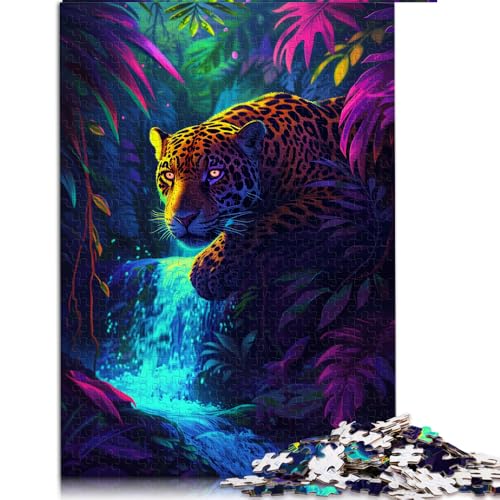 1000-teiliges Puzzle, Leopard auf dem Wasserfall, Papierpuzzle, für Erwachsene und Kinder ab 12 Jahren, Puzzlespielzeug zur Heimdekoration, Größe: 50 x 75 cm von LZYANG