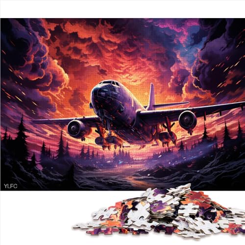 1000-teiliges Puzzle, Lernspiele, Flugzeug im farbigen Himmel, Papierpuzzle, Puzzles für 12-Jährige, Cartoon-Puzzle. Größe: 52 x 38 cm. von LZYANG