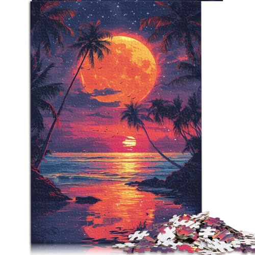 1000-teiliges Puzzle, Lernspiele, Psychedelischer Strandsonnenuntergang, Papierpuzzle, für Erwachsene und Kinder, Anspruchsvolle Puzzles für Erwachsene. Größe: 50 x 75 cm von LZYANG