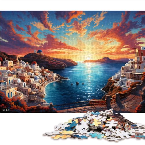 1000-teiliges Puzzle, Lernspiele, farbenfrohes Psychedelia-Puzzle in Mykonos, Papierpuzzle, geeignet für Kinder ab 12 Jahren, Puzzle zur Heimdekoration, Größe: 52 x 38 cm von LZYANG