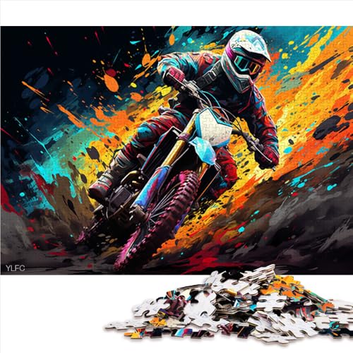 1000-teiliges Puzzle, Motorradfahrer-Papierpuzzle, für Erwachsene und Kinder ab 12 Jahren, Lernspiel für Erwachsene und Kinder. Größe: 26 x 38 cm. von LZYANG