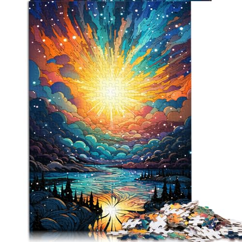 1000-teiliges Puzzle, Neonlandschaft, farbenfrohes psychedelisches Papierpuzzle, für Erwachsene und Kinder ab 12 Jahren, zur Heimdekoration. Größe: 52 x 38 cm. von LZYANG