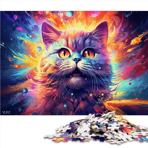 1000-teiliges Puzzle, Papierpuzzle „Fantasievolle, Bunte Katze“, Geeignet für Kinder ab 12 Jahren, Tolles Geschenk für Erwachsene. Größe: 52 x 38 cm. von LZYANG