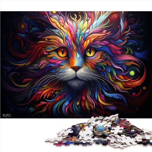 1000-teiliges Puzzle, Papierpuzzle „Fantasievolle, Bunte Katze“, geeignet für Erwachsene und Kinder ab 12 Jahren, tolles Geschenk für Erwachsene. Größe: 26 x 38 cm. von LZYANG