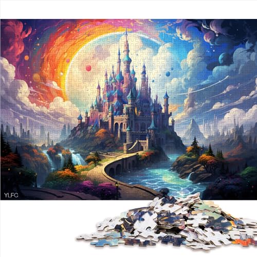 1000-teiliges Puzzle, Papierpuzzle „Fantasievolles, farbenfrohes Schloss“, Geeignet für Erwachsene und Kinder ab 12 Jahren, Denkspiel als Spielzeug. Größe: 50 x 75 cm. von LZYANG