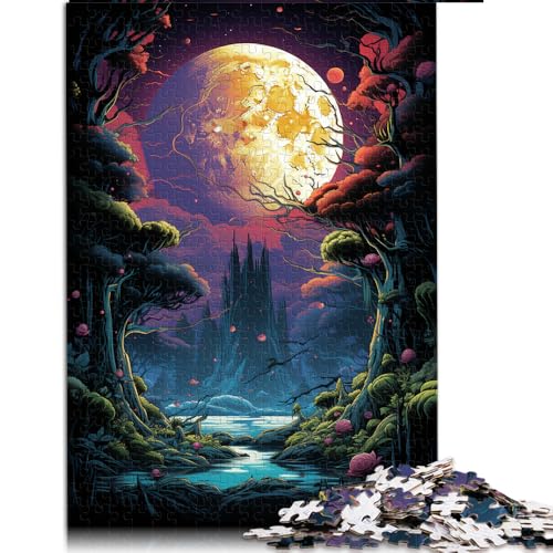 1000-teiliges Puzzle, Papierpuzzle „Malerei mit Mond“, für Erwachsene und Kinder ab 12 Jahren, Heimdekoration, Größe: 50 x 75 cm von LZYANG