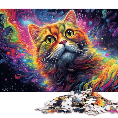 1000-teiliges Puzzle, Papierpuzzle „Regenbogen-Weltraumkatze“, für Erwachsene und Kinder ab 12 Jahren, Lernspiel, Größe: 50 x 75 cm von LZYANG