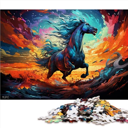 1000-teiliges Puzzle, Papierpuzzle mit Buntem Fantasiepferd, für Erwachsene und Kinder ab 12 Jahren, Lernspiel für Erwachsene und Kinder, Größe: 52 x 38 cm von LZYANG