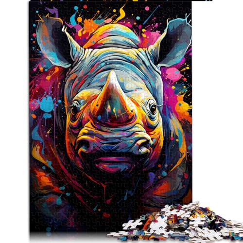 1000-teiliges Puzzle, Papierpuzzle mit Tiermotiv „Nashorn“, für Erwachsene und Kinder ab 12 Jahren, Holzpuzzle als Familienspiel und Heimdekoration, Größe: 26 x 38 cm von LZYANG