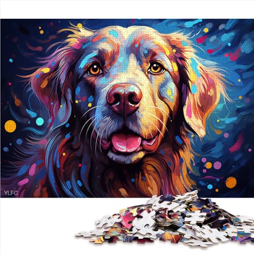 1000-teiliges Puzzle, Papierpuzzle mit farbenfrohem Fantasie-Hundegemälde, für Erwachsene und Kinder ab 12 Jahren, Denkspiel, Spielzeug. Größe: 52 x 38 cm. von LZYANG