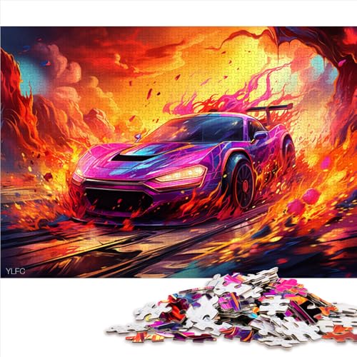 1000-teiliges Puzzle, Papierpuzzle mit neonfarbenem Sportwagen, für Erwachsene und Kinder ab 12 Jahren, Holzpuzzle als Familienspiel und Heimdekoration. Größe: 52 x 38 cm von LZYANG