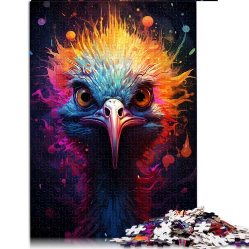 1000-teiliges Puzzle, Papierpuzzle zum Bemalen eines bunten Straußenvogels, Geeignet für Erwachsene und Kinder ab 12 Jahren, Pädagogisches Spiel und Herausforderungsspielzeug. Größe: 50 x 75 cm. von LZYANG