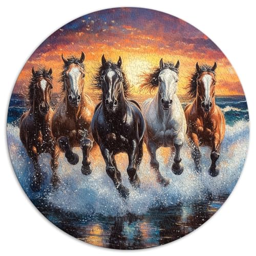 1000-teiliges Puzzle, Pferd, kreatives rundes Puzzle, Puzzle für 12-Jährige, Kartonpuzzle, Puzzle für Erwachsene, Geschenkgröße ， 67,5 x 67,5 von LZYANG