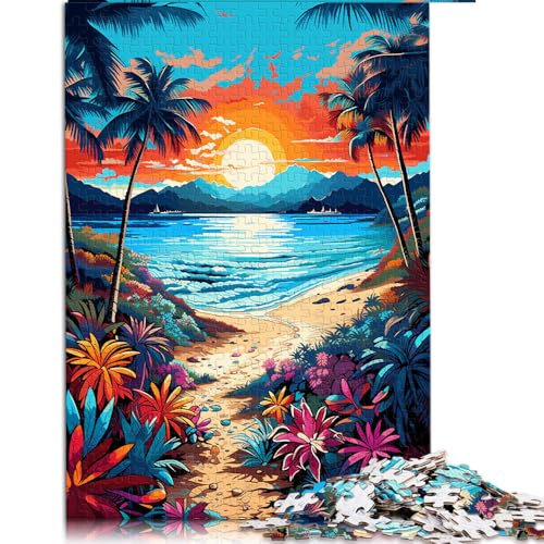 1000-teiliges Puzzle, Psychedelia pur am Whitehaven Beach, Papierpuzzle, für Erwachsene und Kinder ab 12 Jahren, lustige Spiele für die ganze Familie. Größe: 50 x 75 cm. von LZYANG