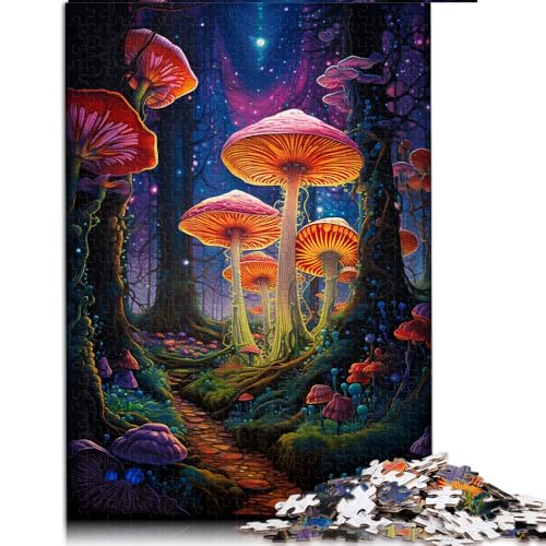 1000-teiliges Puzzle, Psychedelische Pilze im Wald, Papierpuzzle, für Erwachsene und Kinder ab 12 Jahren, anspruchsvoll. Größe: 52 x 38 cm von LZYANG